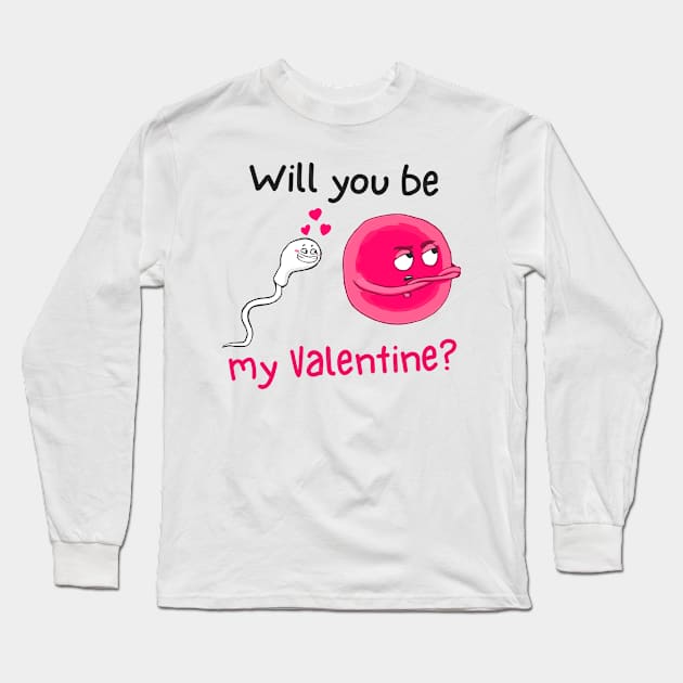 Cute Sperm and Egg Ovum Cute Couple. Will you be my Valentine? Long Sleeve T-Shirt by labstud